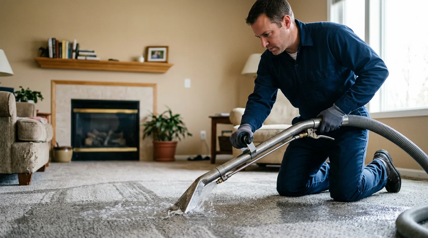 Water damage restoration technician working near Taft, TX